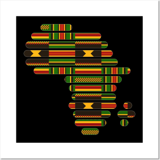 Kente, Africa Map with Stripes, Ghana Pattern Posters and Art